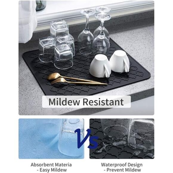 Drying Mats for Kitchen Counter-Silicone Dish Drying Mat-Kitchen Dish Drying Pad - Picture 3 of 7